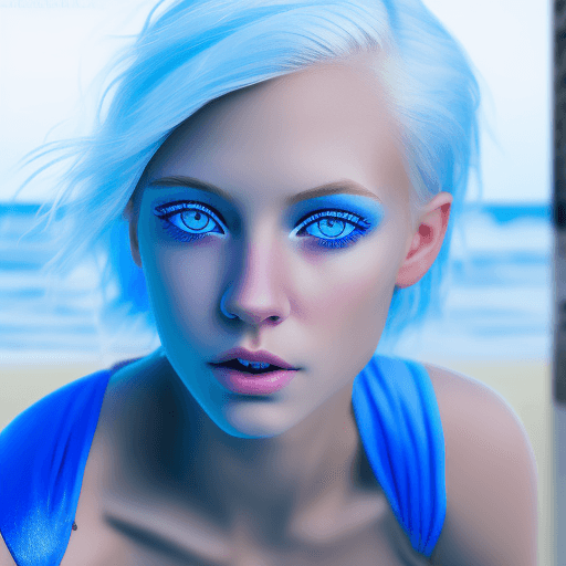 AI generated: 18 yr old girl with platinum blond hair and bright blue eyes | Facing the camera. Perfect face. Perf...