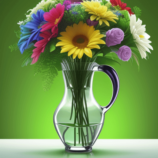 AI generated: flowers in a vase, multicolor, ultra realistic, With green background with worm Temperture 