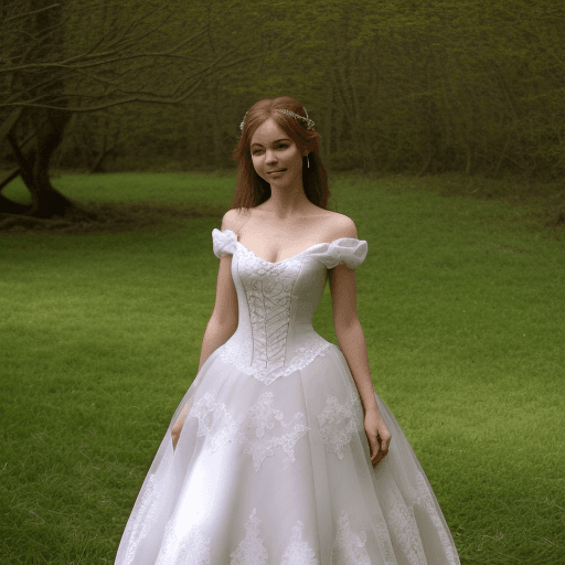 AI generated: cute woman in enchanted giselle wedding dress