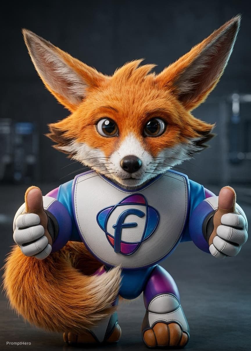 AI generated: Create an ultra-realistic 3D anthropomorphic fox mascot with premium cinematic quality. Preserve the...