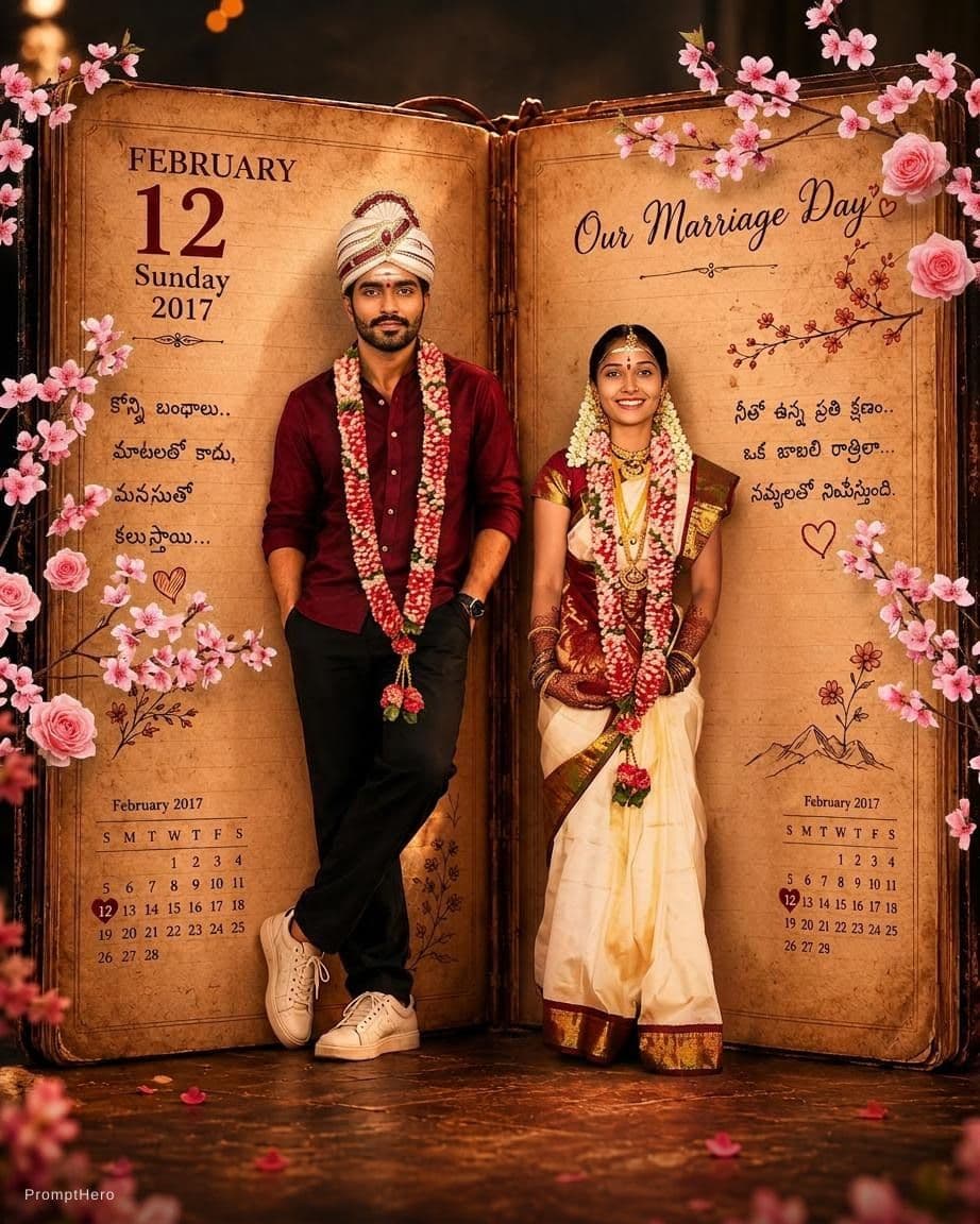 AI generated: Create a romantic wedding calendar with floral accent
