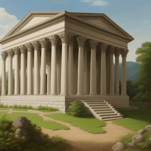 AI generated: a painting of a stony hill, in the style of classical architectural with out plant.
