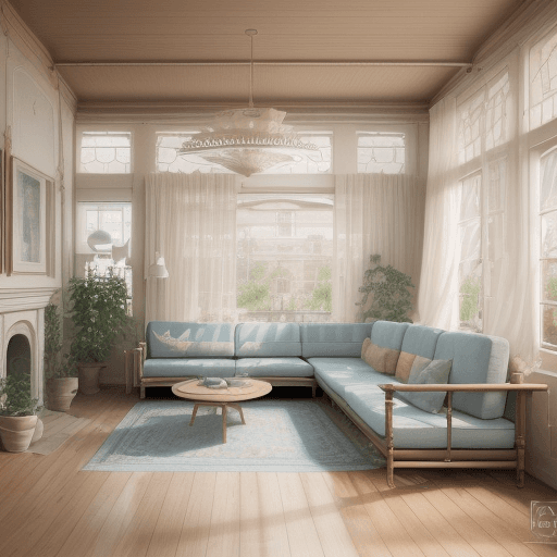 AI generated: High resolution photography interior design, dreamy sunken living room conversation pit, wooden floo...