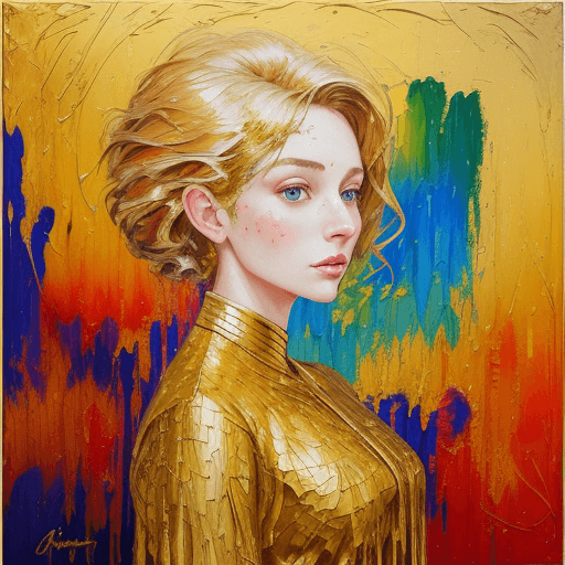 AI generated: Woman made of gold, Beautiful painting with artistic symbolism::4 brushstrokes, expressive, textured...