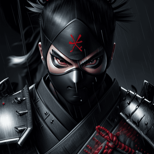 AI generated: Ninja wearing Samurai Armor, Electric Eyes, Ultra Realistic, Detailed, Katana Drawn, Raining, Dramat...