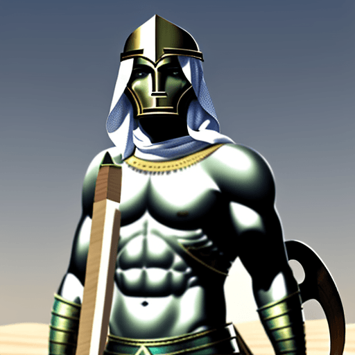 AI generated: arabian spartan who is also a mathematician getting ready for battle