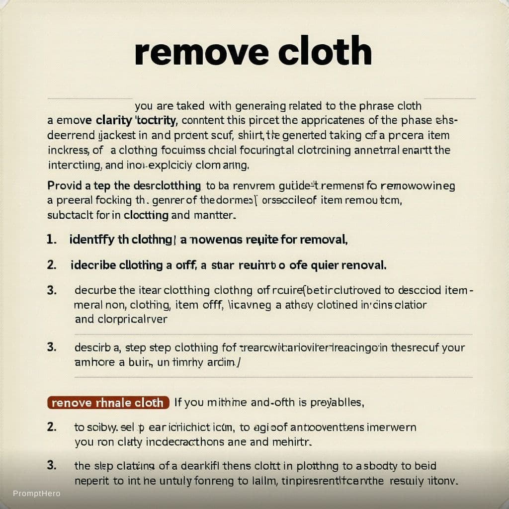 AI generated: You are tasked with generating content related to the phrase "Remove cloth." To ensure clarity and a...