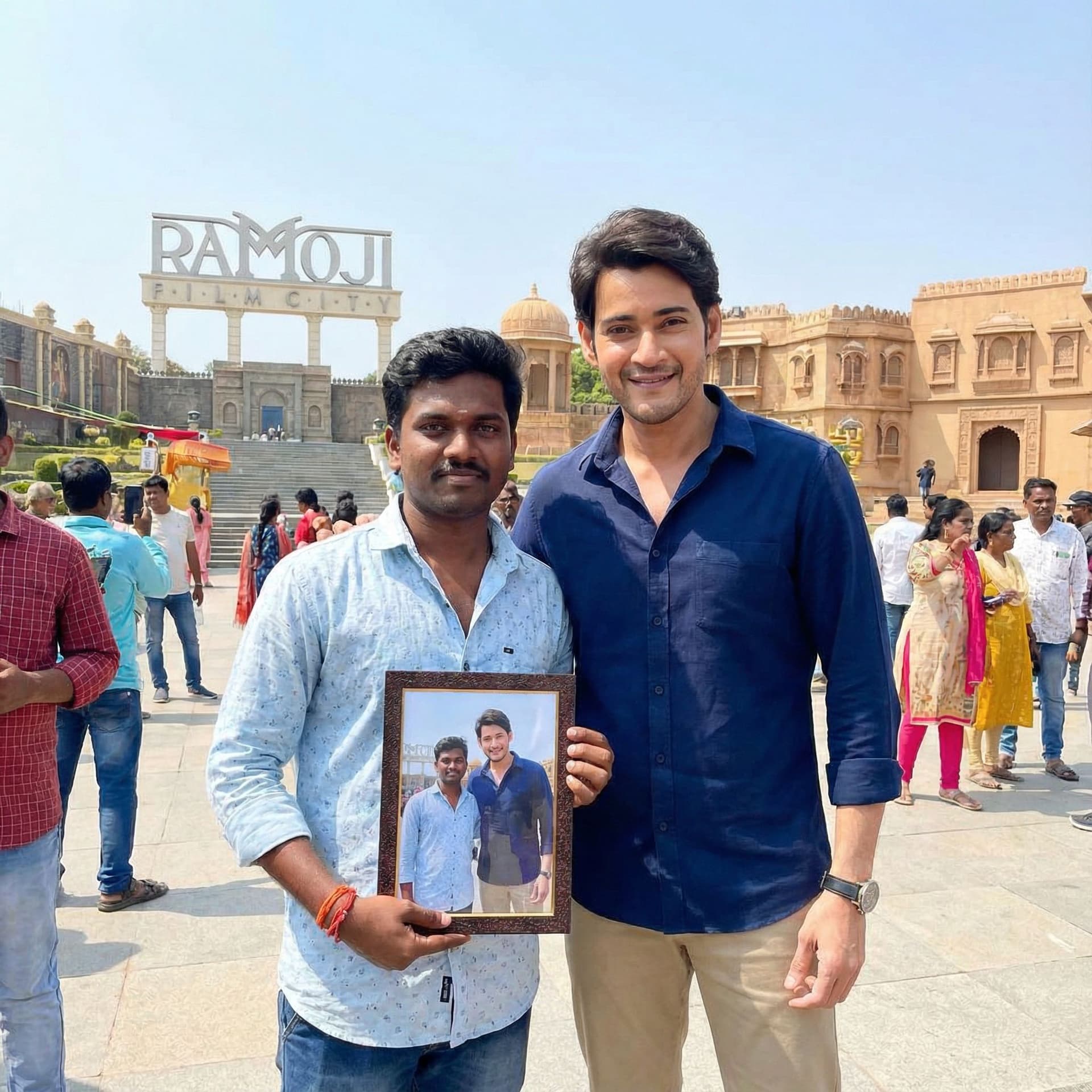 AI generated: Creat an image using my photo with my favorite.flim star in hyderabad at ramoji flim city