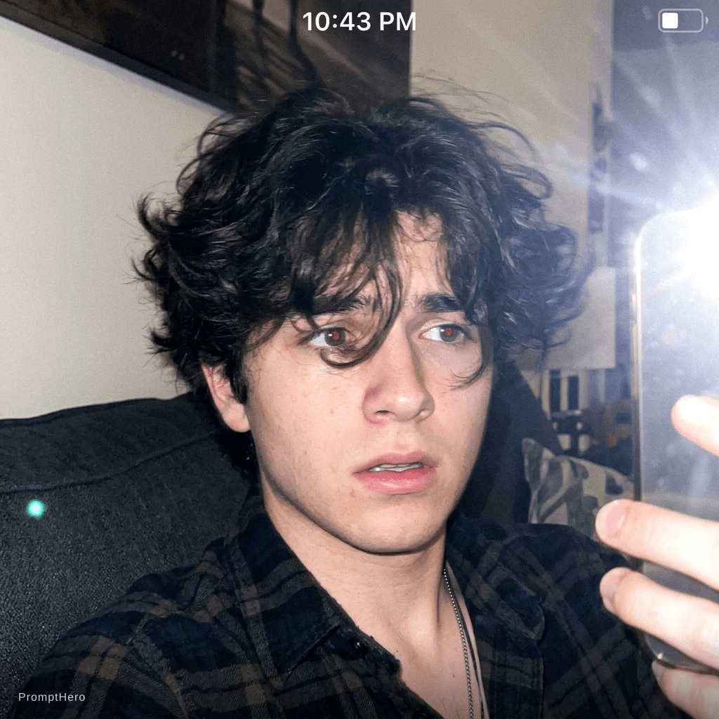 AI generated: Using the uploaded reference photo, create a standard iPhone selfie with flash. There's no clear sub...