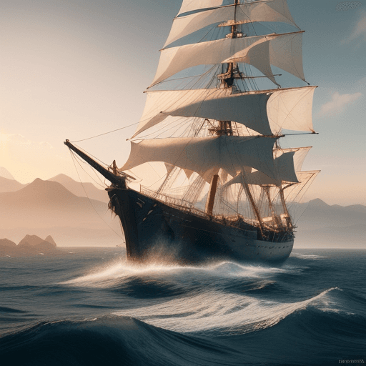 AI generated: Photo of a ultra realistic sailing ship, dramatic light, pale sunrise, cinematic lighting, battered,...