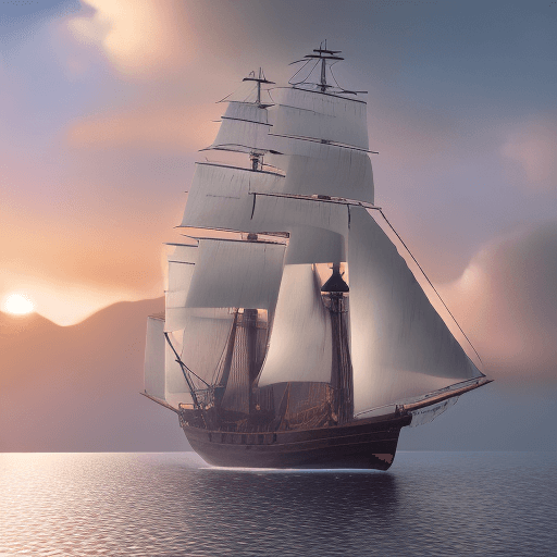 AI generated: Photo of a ultra realistic sailing ship, dramatic light, pale sunrise, cinematic lighting, battered,...