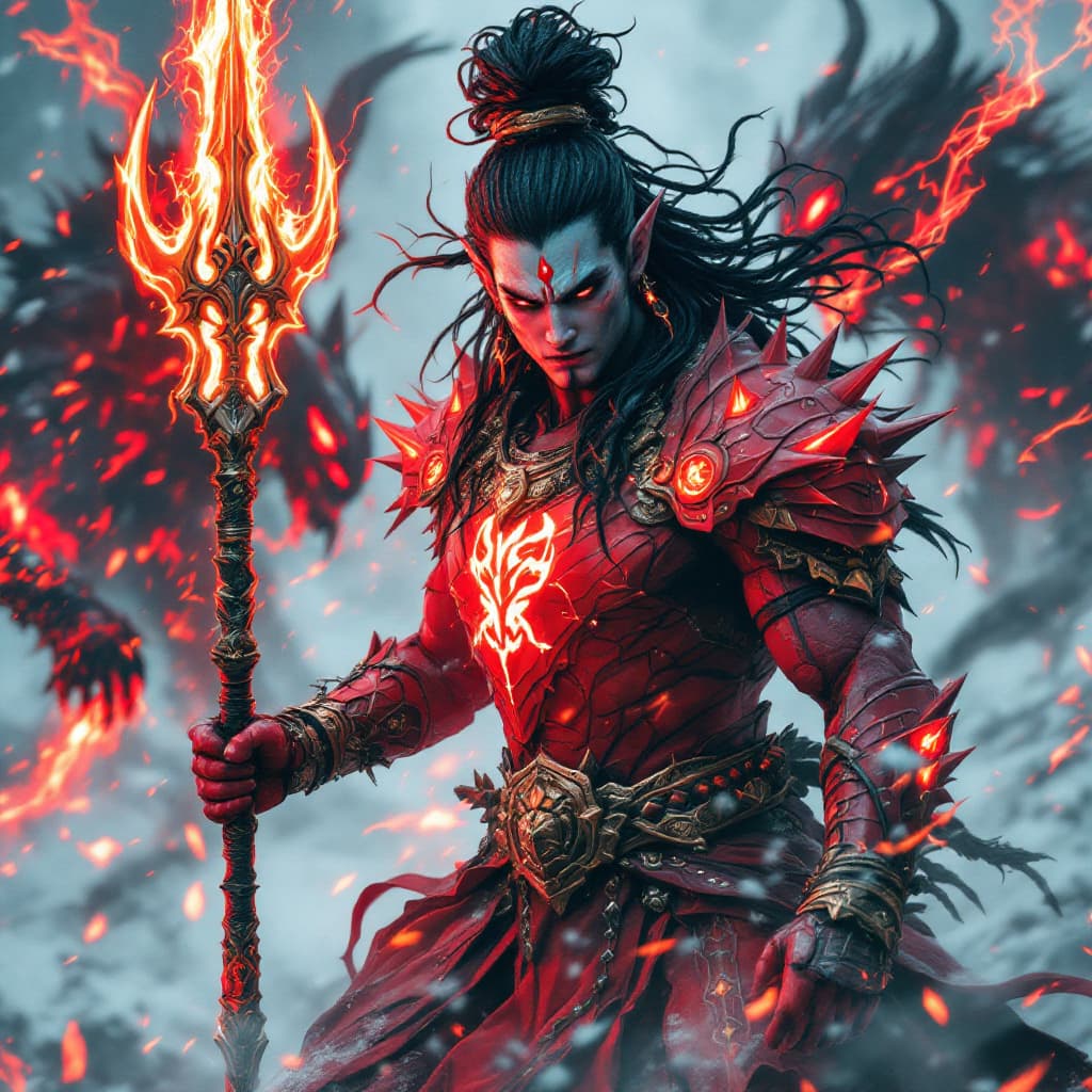 AI generated: Create a stunningly realistic full-body portrait of the GOD HAND character, locked in epic combat ag...