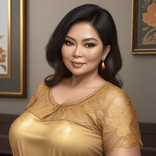 AI generated: "Create a portrait of a confident and elegant Indonesian mature full figured woman with a radiant, w...
