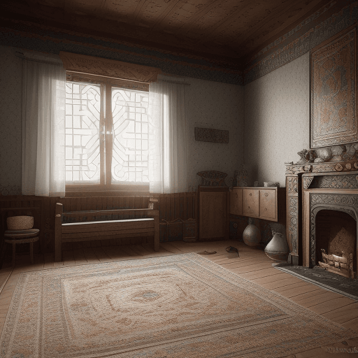 AI generated: High resolution photography interior design, modern, with ukrainian elements, minimalistic, 
8k, in...