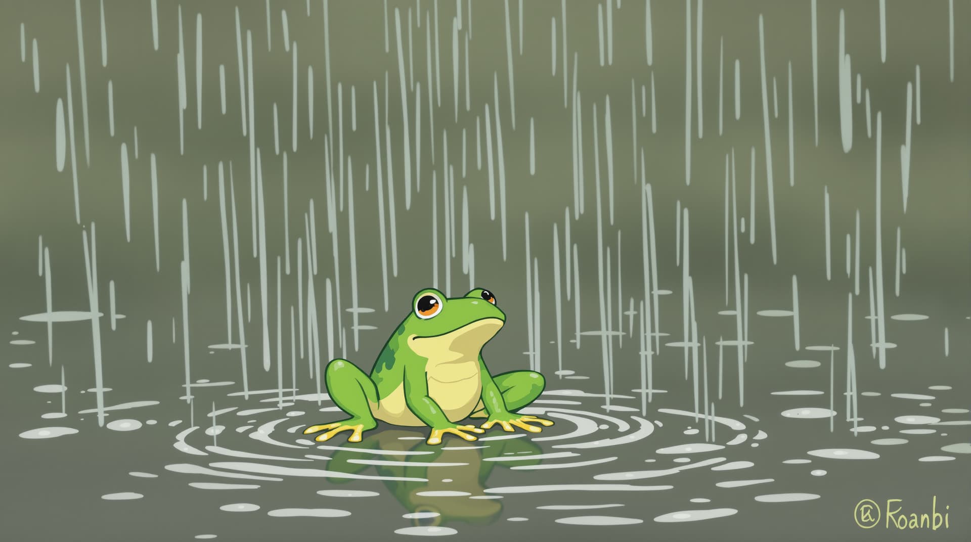 AI generated: A frog in the rain