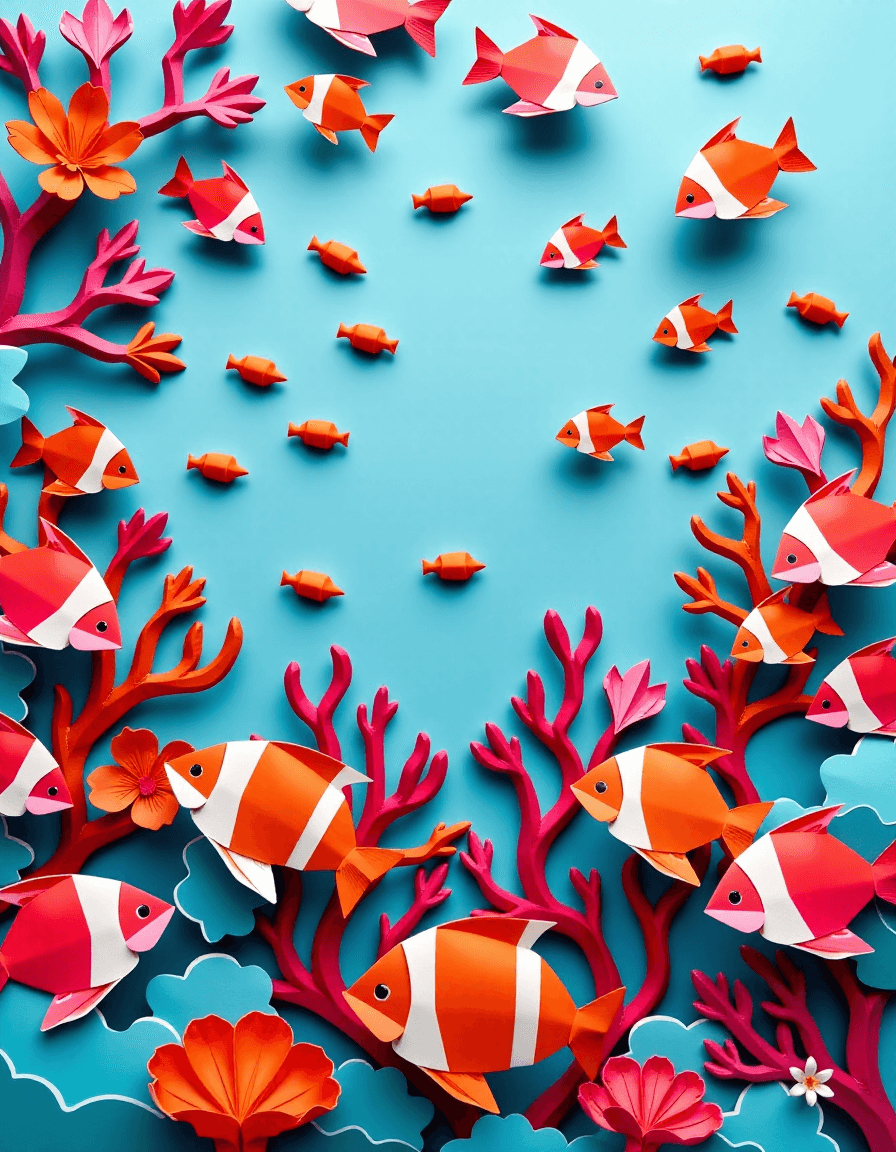 AI generated: "A coral reef teeming with life, but all the coral and fish are rendered in a beautiful, intricate o...