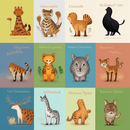 AI generated: Cover for a book with animals in alphabetical order for children 