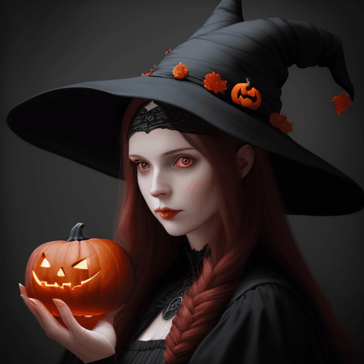 AI generated: painting of beautiful women in witch hats , with one black cat, in the style of patty maher, photo, ...