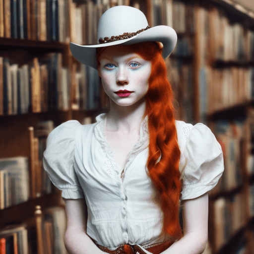 AI generated: Imagine a beautiful elegant redheaded young woman with blue eyes and a delicate and thin face full o...