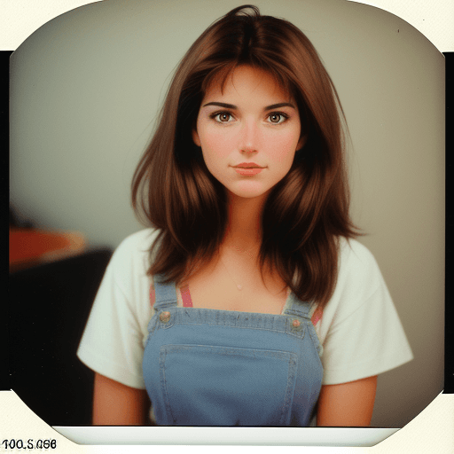 AI generated: Candid photo of an attractive brown haired woman, 25-30 years old, in 90s style, taken on Polaroid -...
