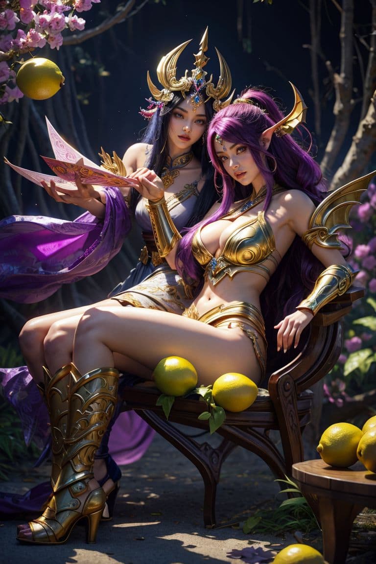 AI generated: woorigami a beautiful and strong purple female warrior night elf, world of warcraft, character conce...