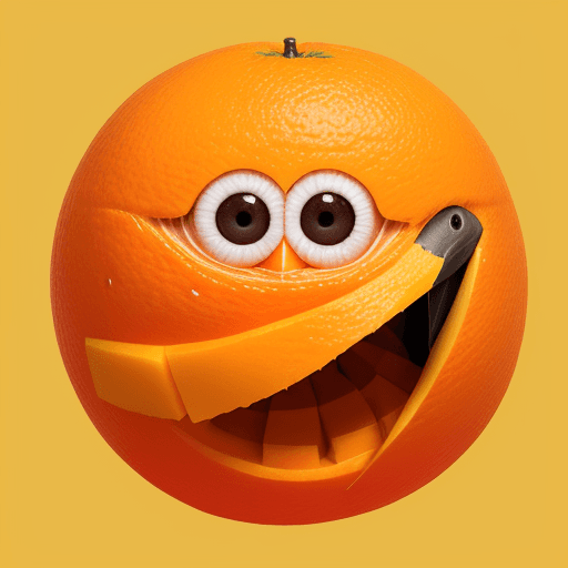 AI generated: a smile bird made of a fresh orange that has been cut open, photo-realistic techniques --ar 2:3 --st...