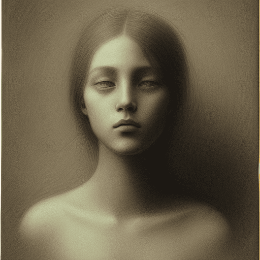 AI generated: graphite pencil drawing, simple, woman's face, by Odilon Redon --quality 2 --s 750 --v 5.2