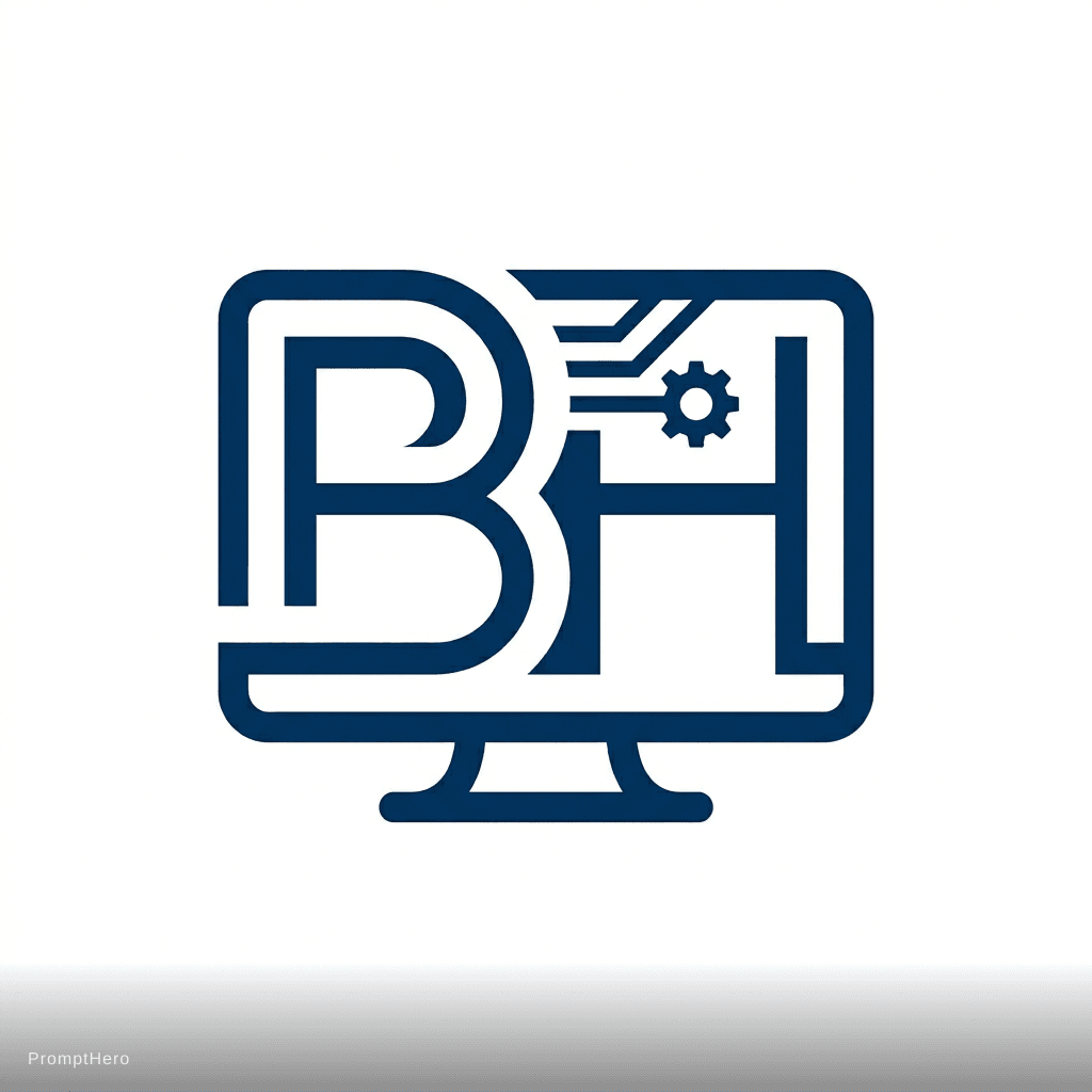 AI generated: computer and accessory sales and maintenance company name "BH IT Solution" 