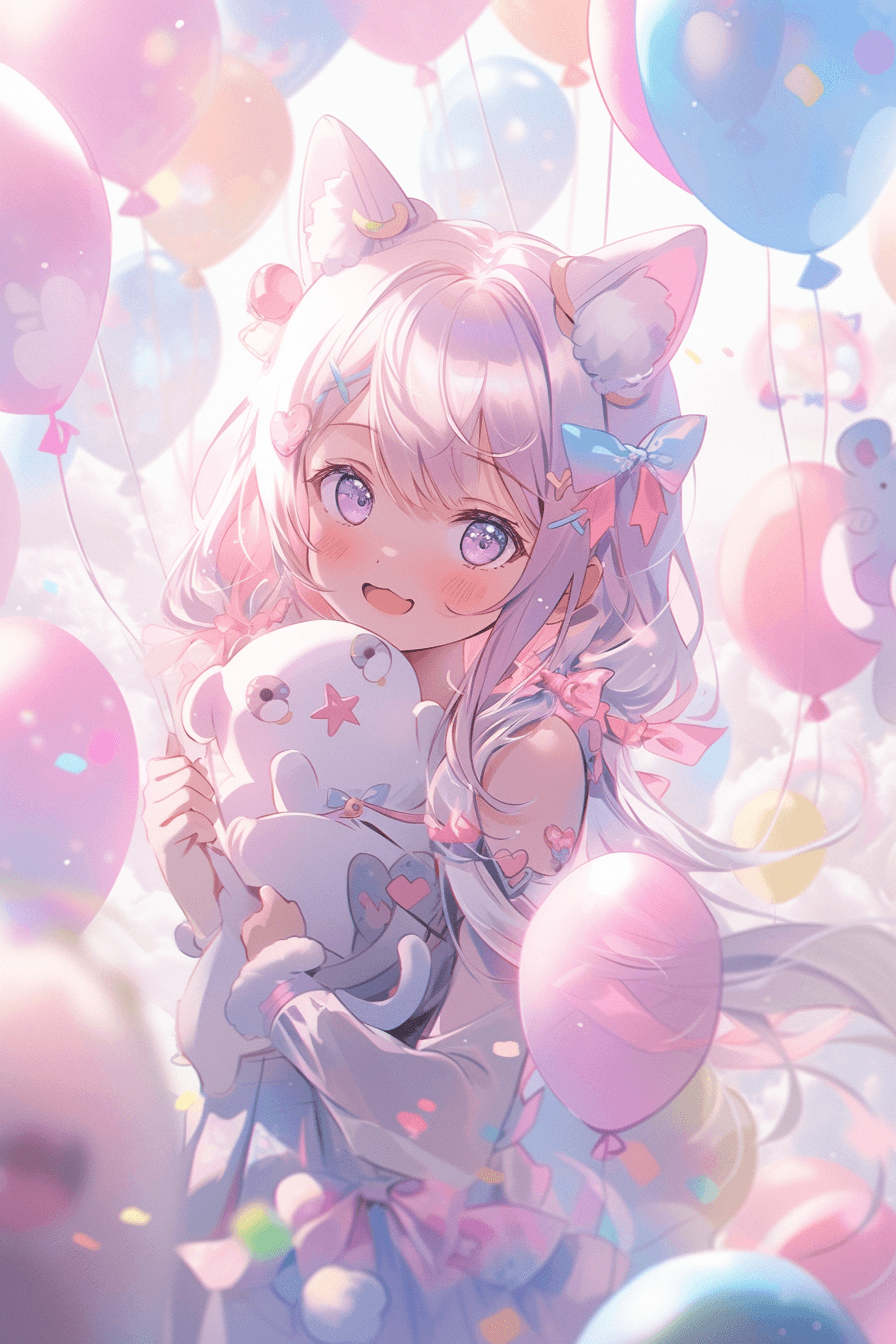 AI generated: Candid Shot, a cute anime mascot dissolving into adorable, pastel hues, blending into a soft, pastel...