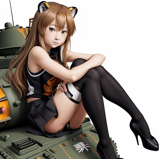 AI generated: masterpiece, taiga aisaka, smug, cute face, anime, anime face, girl sit on the front of realistic ta...