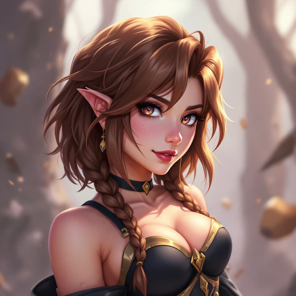 AI generated: ARCANE league of legends art style, brown hair short braids, silco