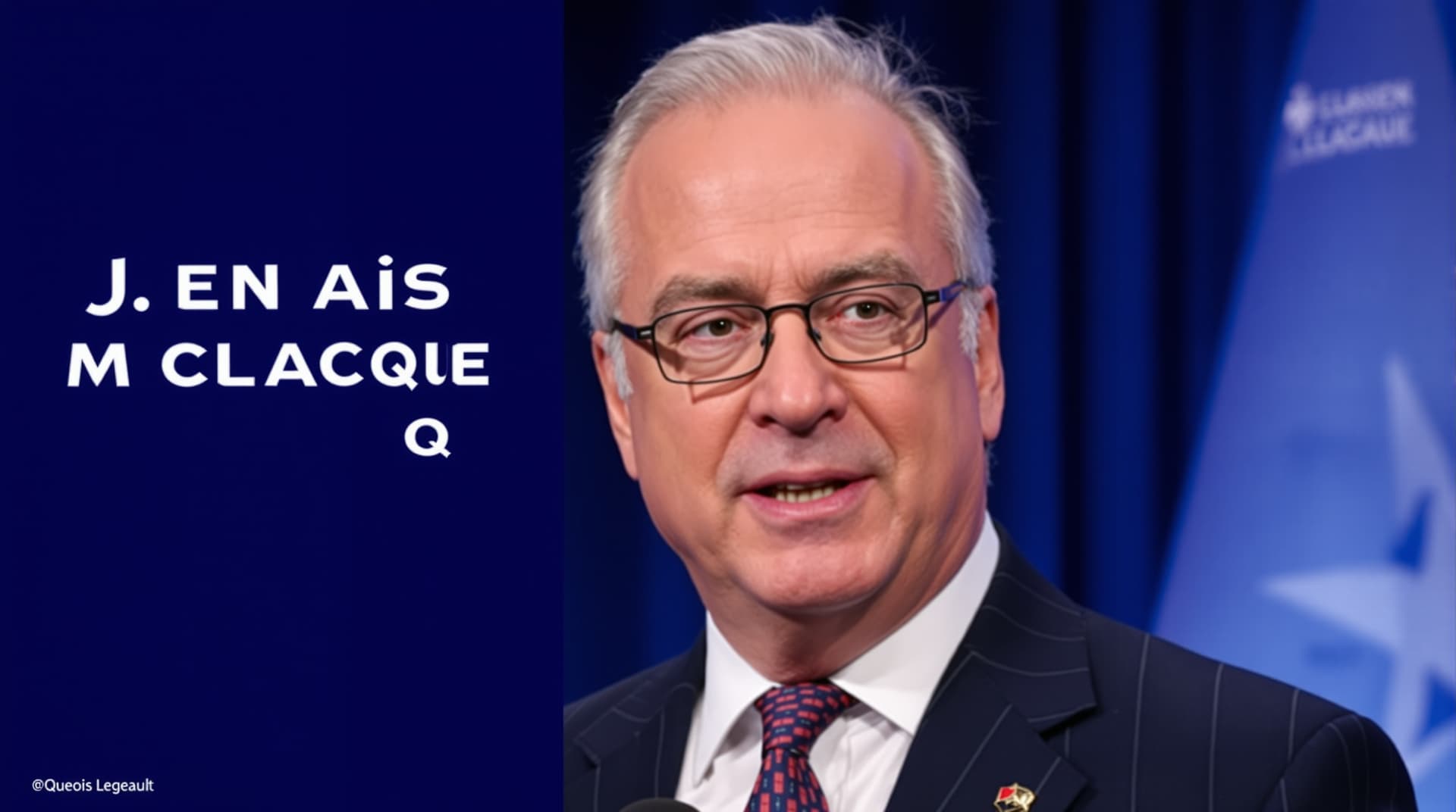 AI generated:  quebec prime minister  francois  legeault photo fictive image banner and text j.en ais ma clacque d...