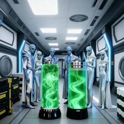 AI generated video: A cinematic science-fiction sequence set deep inside a hidden alien moon-base laboratory corridor, b...