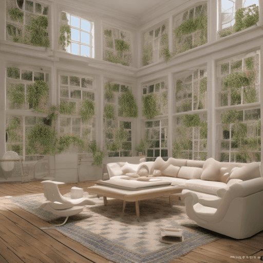 AI generated: High resolution photography interior design, dreamy sunken living room conversation pit, wooden floo...