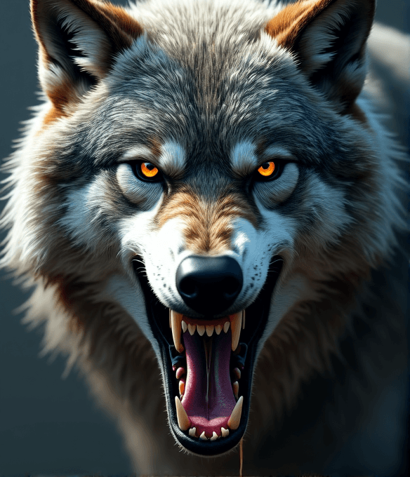 AI generated: create a highly detailed digital illustration of a wolf's head, rendered in a photorealistic style. ...