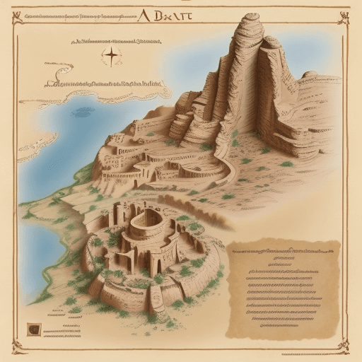 AI generated: fantasy map, nabateans kingdoms in petra, lord of the rings, detailed, dungeons and dragons