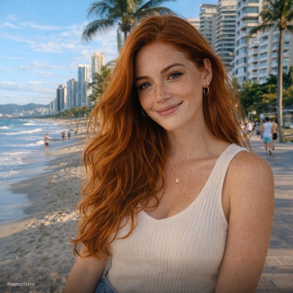 AI generated: Create an ultra realistic cinematic video of a 23-year-old Brazilian female influencer in Itajaí, Sa...