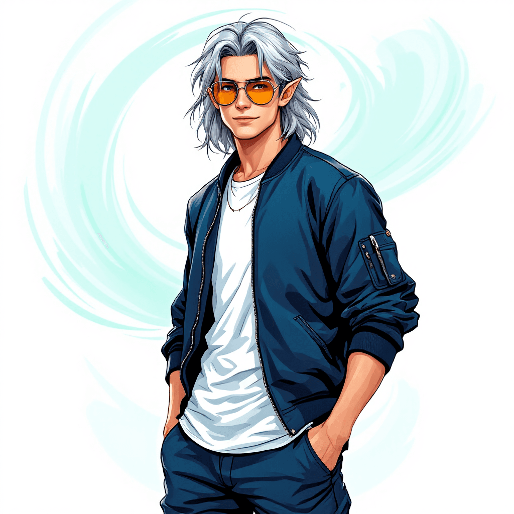 AI generated: A light-skinned, young male elf, positioned slightly off-center to the left of the image. He is seen...