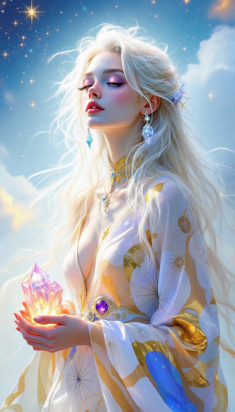AI generated: "Lapis Dreamer in an Ethereal Sky": A mesmerizing abstract painting showcases a dreamer, with a blen...