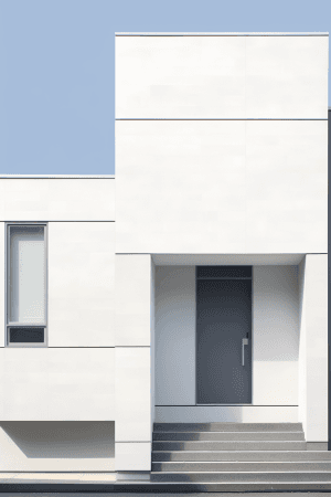 AI generated: a minimalist design minimalist style building, gray & white minimalist color on exterior walls, fron...