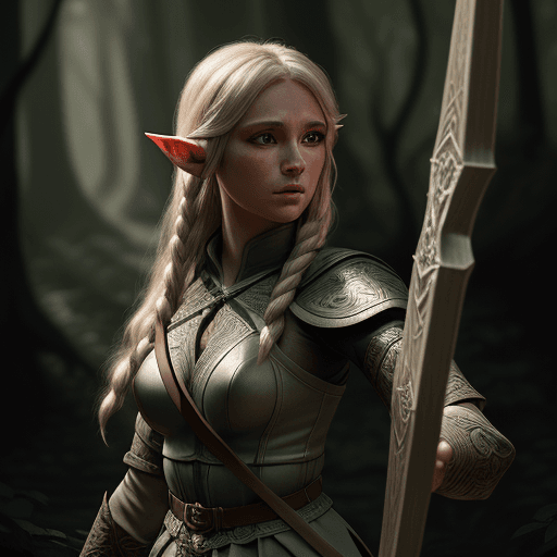 AI generated: Ultra-detailed beautiful elf female archer in the woods, RPG, dungeons & dragons, intricate design a...