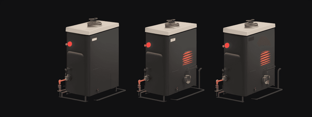 AI generated: rectangular gas boiler with two small tubes extending to the right, minimalistic background, vector ...