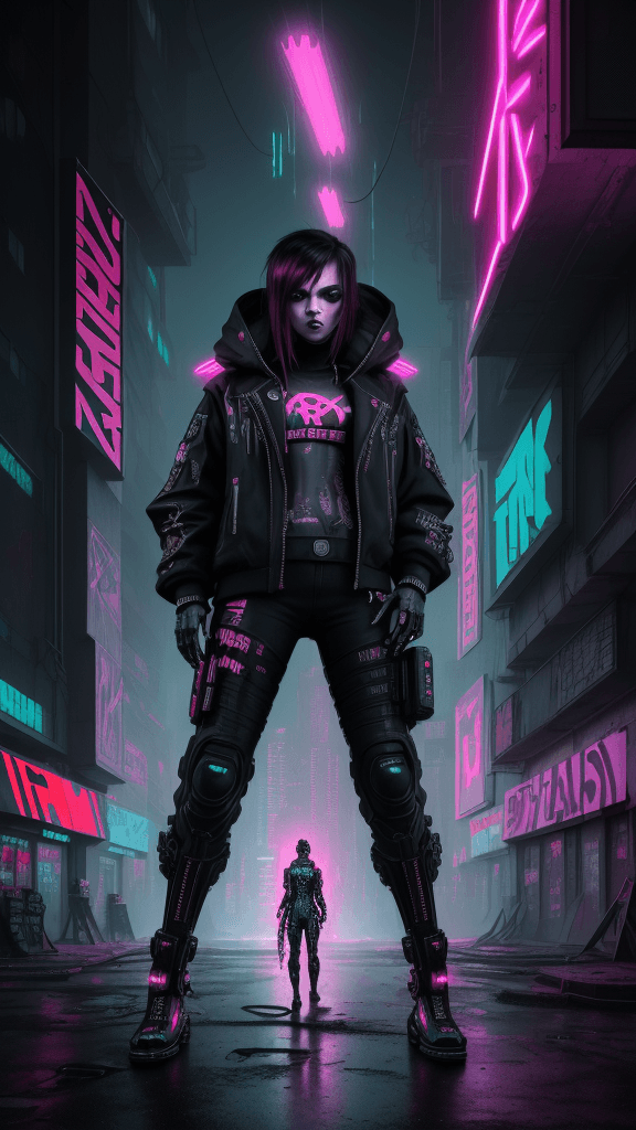 AI generated: Step into the cyberpunk rebellion with an electrifying masterpiece inspired by the likes of Bansky, ...