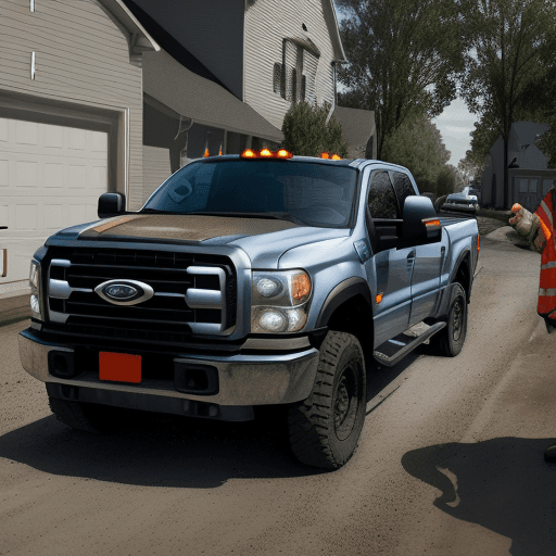 AI generated: hyper realistic image of a worker walking around a vehicle, inspecting for obstacles and hazards bef...