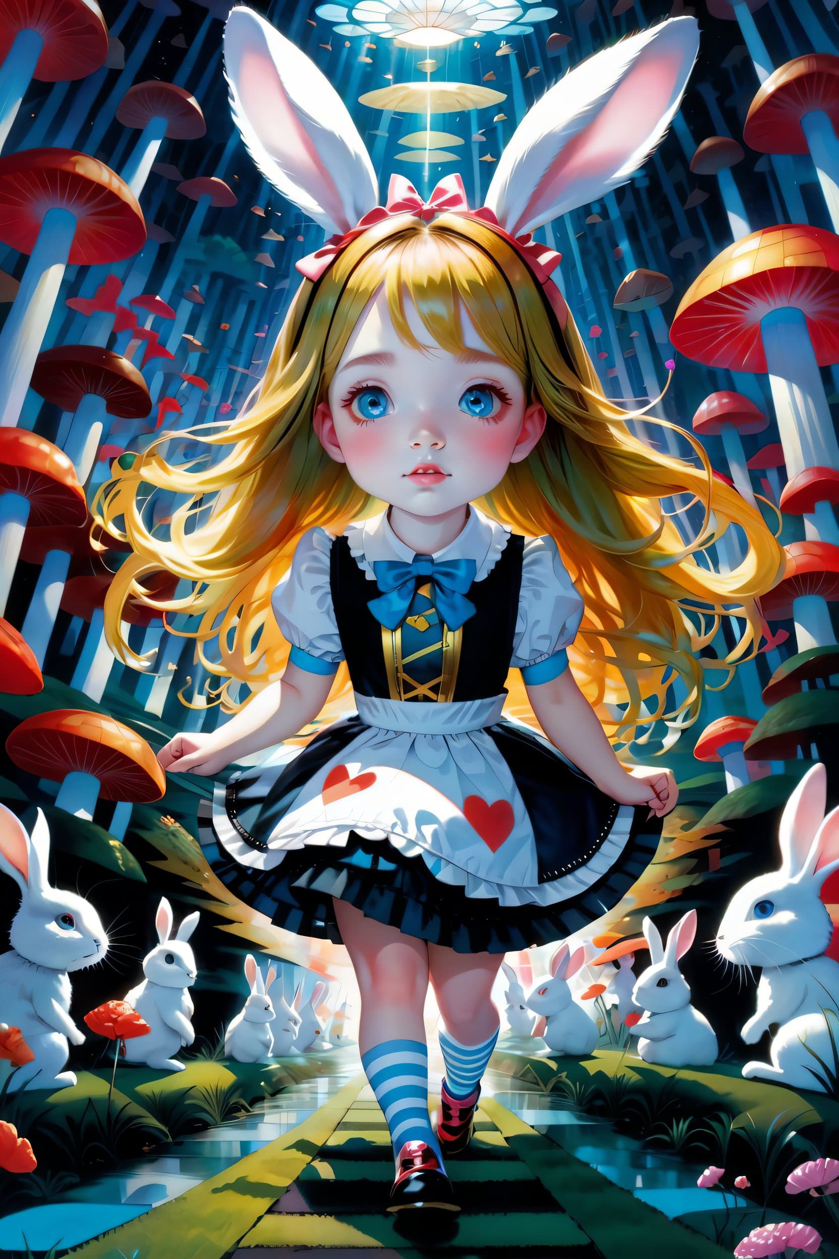 AI generated: Hikari Shimoda's best illustration , Award winning masterpiece , Official art , (Alice in Wonderland...