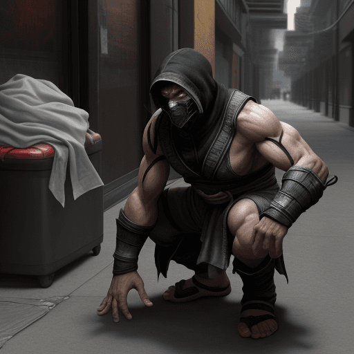 AI generated: Mortal Kombat, homeless, 4 k , ultra HD 