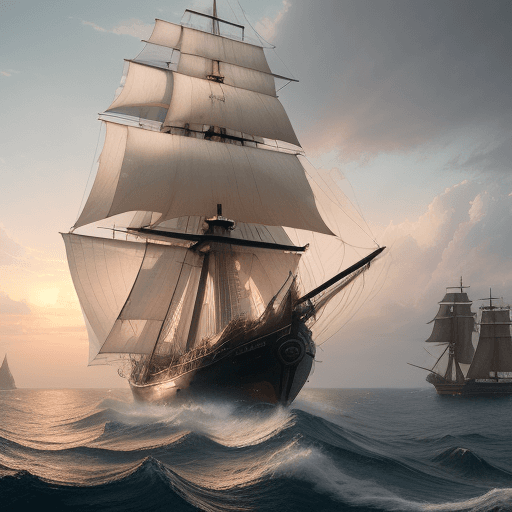 AI generated: Photo of a ultra realistic sailing ship, dramatic light, pale sunrise, cinematic lighting, battered,...