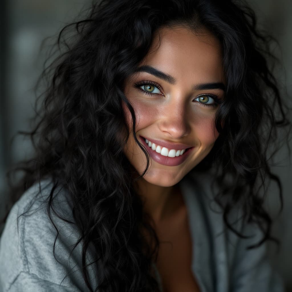 AI generated: Hyper realistic eye medium camera shot of a caucasian tanned 25 year old woman with green eyes and l...