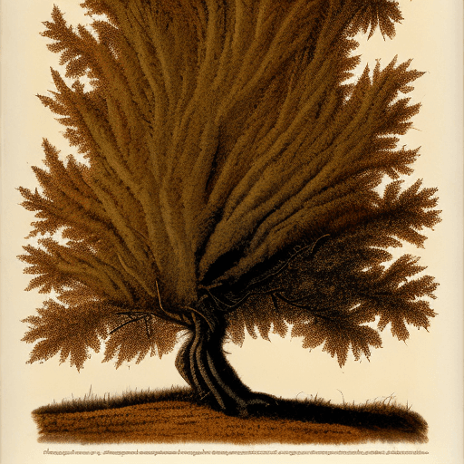 AI generated: Botanical illustration of Shagbark Hickory Tree with very shaggy and flaky bark during the fall as a...