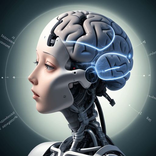 AI generated: Show the connection between human learning, the brain and artificial intelligence. A sense of awe an...
